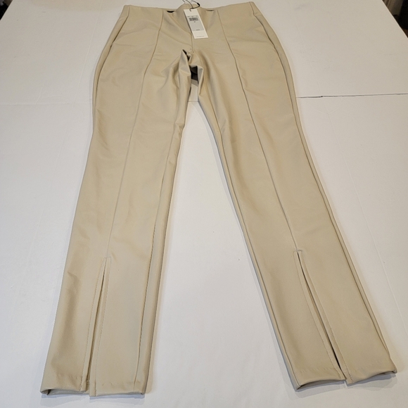 Calvin Klein Faux Leather Pull-on Pants Split Seams Size Medium Bone NWT! - Picture 5 of 17